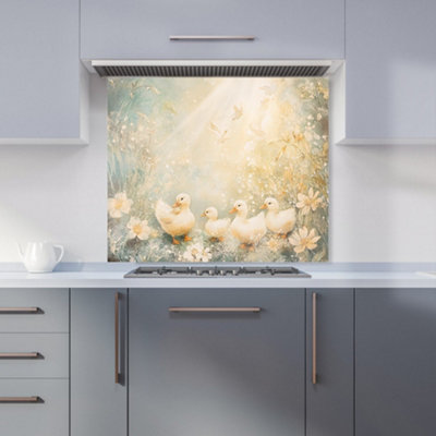 B&Q -  Ava Sterling: 00020 Premium Glass Kitchen Splashback W900mm X H750mm
