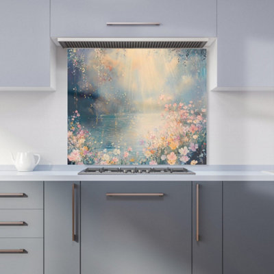 B&Q -  Ava Sterling: 00024 Premium Glass Kitchen Splashback W900mm X H750mm