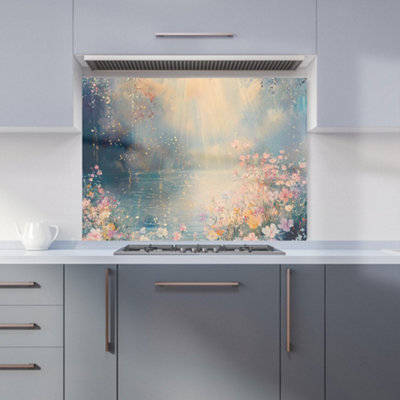 B&Q -  Ava Sterling: 00024 Premium Glass Kitchen Splashback W900mm X H650mm