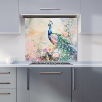 B&Q -  Ava Sterling: 00026 Premium Glass Kitchen Splashback W900mm X H750mm