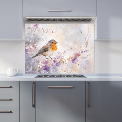 B&Q -  Ava Sterling: 00027 Premium Glass Kitchen Splashback W900mm X H650mm