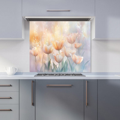 B&Q -  Ava Sterling: 00028 Premium Glass Kitchen Splashback W900mm X H750mm