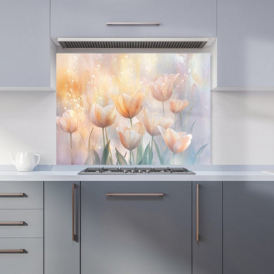 B&Q -  Ava Sterling: 00028 Premium Glass Kitchen Splashback W900mm X H650mm