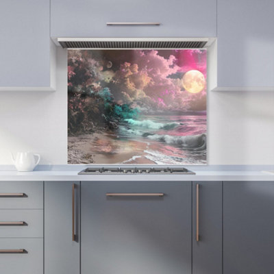 Designer Kitchen Splashbacks Elena Sable: 00003 Premium Glass Kitchen Splashback W900mm X H750mm from B&Q