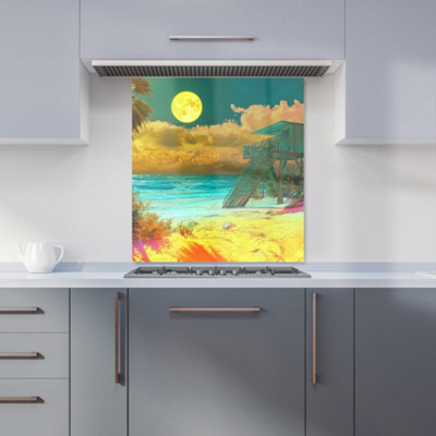 Designer Kitchen Splashbacks Elena Sable: 00010 Premium Glass Kitchen Splashback W700mm X H750mm from B&Q