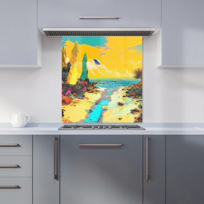 Designer Kitchen Splashbacks Elena Sable: 00012 Premium Glass Kitchen Splashback W700mm X H750mm from B&Q