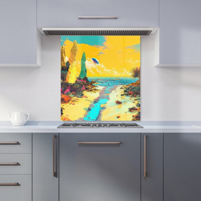 Designer Kitchen Splashbacks Elena Sable: 00012 Premium Glass Kitchen Splashback W700mm X H650mm from B&Q