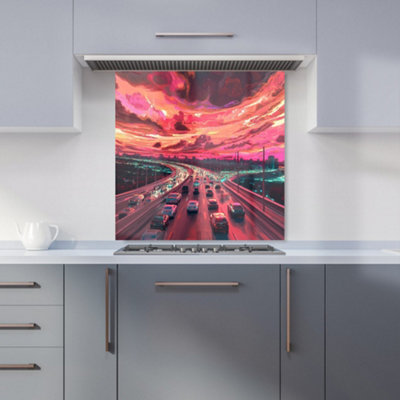 Designer Kitchen Splashbacks Elena Sable: 00013 Premium Glass Kitchen Splashback W600mm X H600mm from B&Q