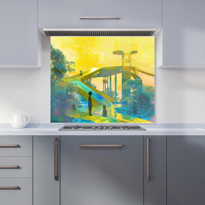 Designer Kitchen Splashbacks Elena Sable: 00017 Premium Glass Kitchen Splashback W900mm X H750mm from B&Q