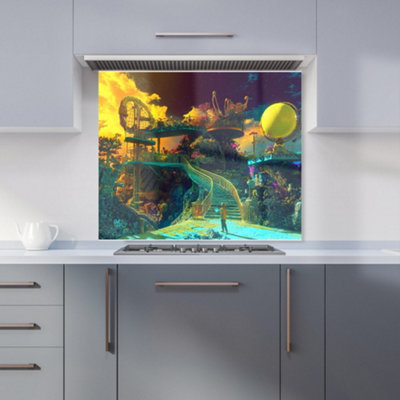 Designer Kitchen Splashbacks Elena Sable: 00019 Premium Glass Kitchen Splashback W900mm X H750mm from B&Q