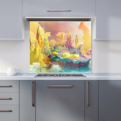B&Q -  Elena Sable: 00031 Premium Glass Kitchen Splashback W900mm X H750mm