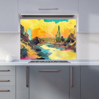 Designer Kitchen Splashbacks Elena Sable: 00034 Premium Glass Kitchen Splashback W900mm X H650mm from B&Q