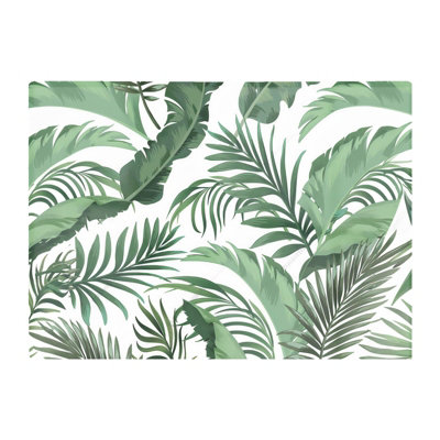 B&Q -  Trendy Tropical Leaves Glass Chopping Board