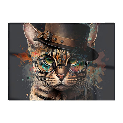 B&Q -  Bengal Cat With Glasses Chopping Board