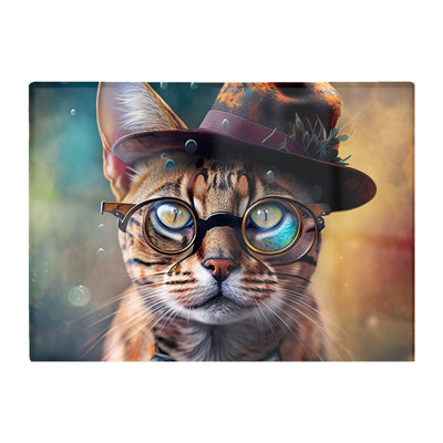 B&Q -  Bengal Cat Face With Splashart Chopping Board
