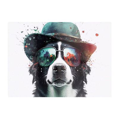 B&Q -  Border Collie Dog Face Splashart Chopping Board