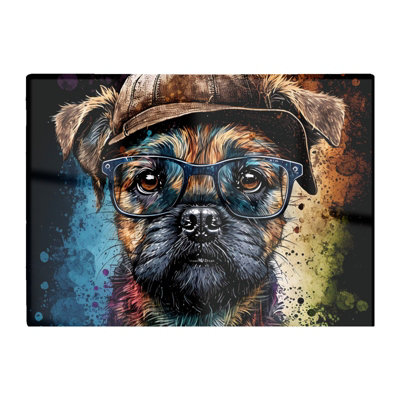 B&Q -  Border Terrier Dog Face Splashart Chopping Board