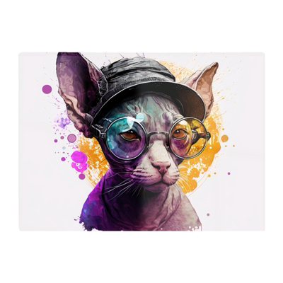 B&Q -  Cornish Rex With Glasses Splashart Chopping Board