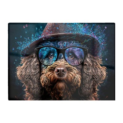 Warren Reed Designer Labradoodle Dog With Glasses Splashart Chopping Board from B&Q