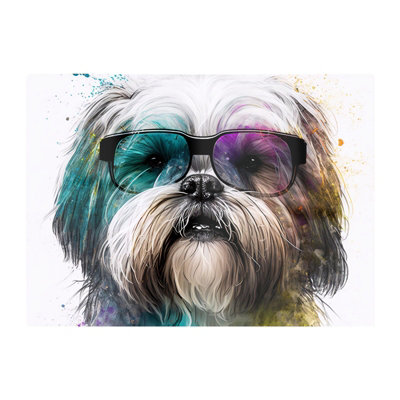 Warren Reed Designer Lhasa Apso Face Glasses Splashart Chopping Board from B&Q