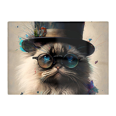 B&Q -  Ragdoll Cat With Glasses Splashart Chopping Board
