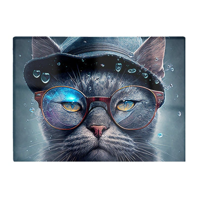 Warren Reed Designer Russian Blue Cat Splashart Chopping Board from B&Q
