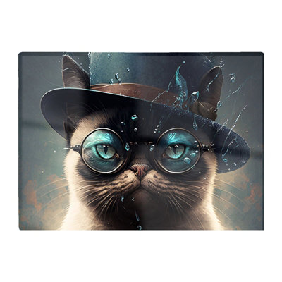 Warren Reed Designer Siamese Cat With Glasses Splashart Chopping Board from B&Q