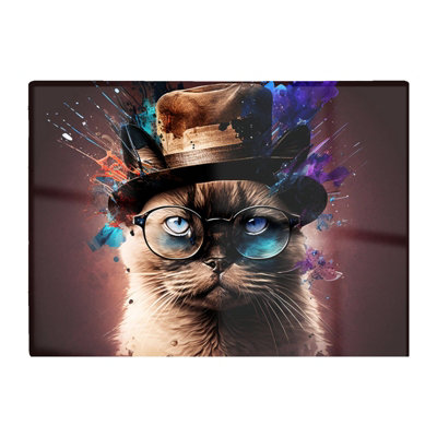 Warren Reed Designer Siamese Cat Face Splashart Chopping Board from B&Q