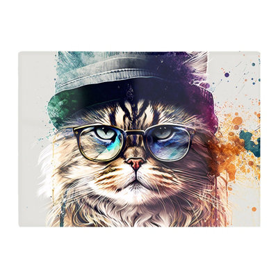 Warren Reed Designer Siberian Cat Face Splashart Chopping Board from B&Q