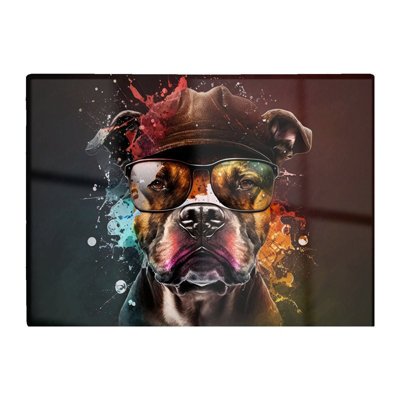 Warren Reed Designer Staffy Bull Terrier Dog Splashart Chopping Board from B&Q