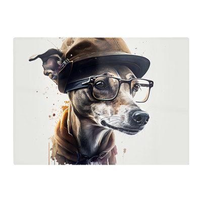B&Q -  Whippet Dog With Glasses Splashart Chopping Board