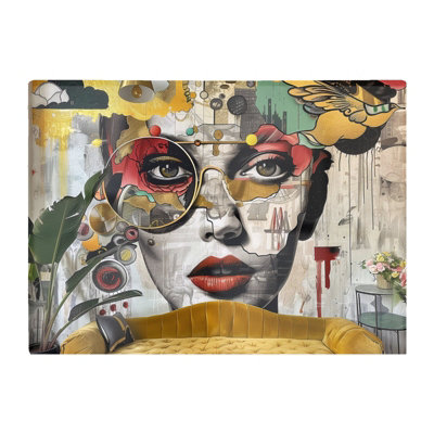 B&Q -  Abstract Face Behind Sofa Chopping Board