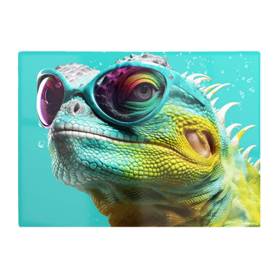 Warren Reed Designer Splashart Iguana Wearing Glasses Chopping Board from B&Q