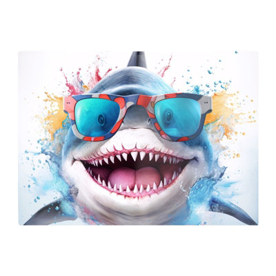 Warren Reed Designer Splashart Shark In Glasses Chopping Board from B&Q