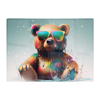 Warren Reed Designer Splashart Bear In Glasses Chopping Board from B&Q