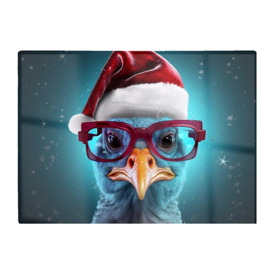 Warren Reed Designer Turkey Wearing A Santa Hat Chopping Board from B&Q