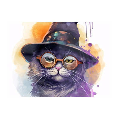 B&Q -  Splashart Cat In A Witches Hat Chopping Board