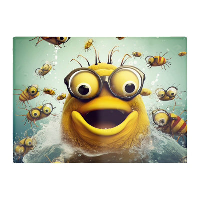 Warren Reed Designer Happy Worm And Bees Splashart Chopping Board from B&Q