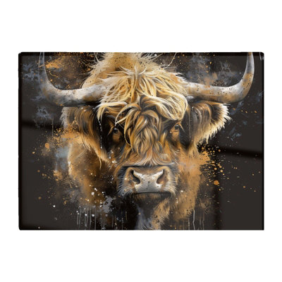 Warren Reed Designer Bronze Splashart Highland Cow Chopping Board from B&Q
