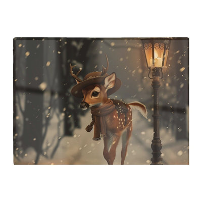 Warren Reed Designer Fawn In A Snowy Scene Chopping Board from B&Q