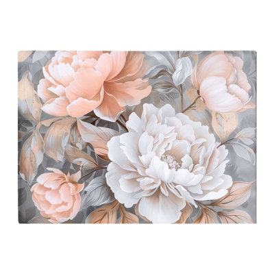 B&Q -  Blush Blossoms On Silver Chopping Board