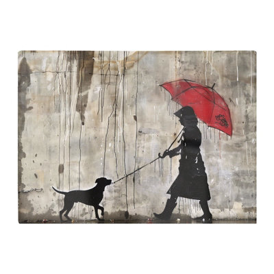 Warren Reed Designer Rainy Day Walk With Red Umbrella Chopping Board from B&Q
