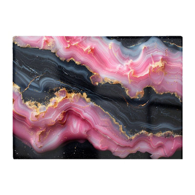 B&Q -  Pink And Black Marble Effect Chopping Board