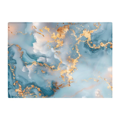 B&Q -  Blue And Gold Marble Effect Chopping Board