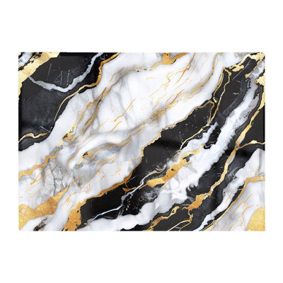 B&Q -  White And Gold Marble Effect Chopping Board
