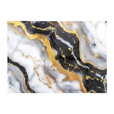 B&Q -  White Backed With Gold Marble Effect Chopping Board
