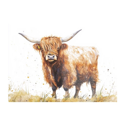 B&Q -  Watercolour Highland Cow Glass Chopping Board