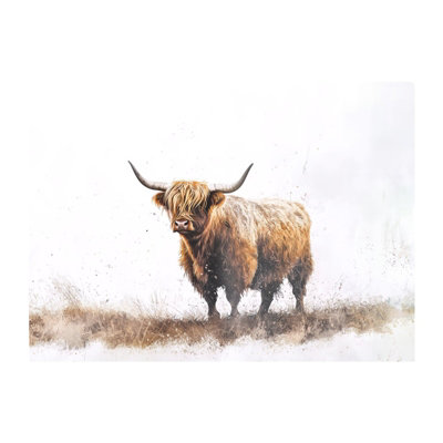 B&Q -  Highland Cow Watercolour Glass Chopping Board