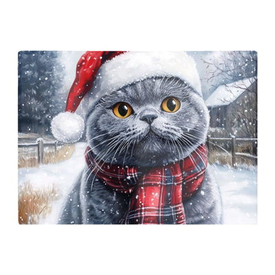 Warren Reed Designer Christmas British Blue Glass Chopping Board from B&Q