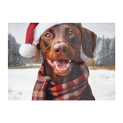 Warren Reed Designer Christmas Brown Doberman Glass Chopping Board from B&Q